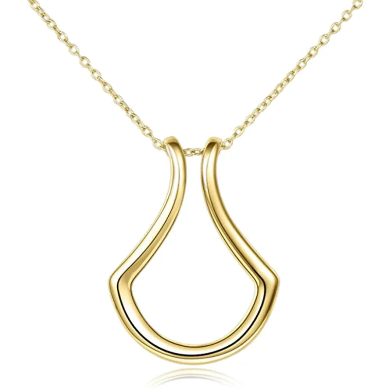 SC Geometric Ring Holder Pendant Necklace Infinity Love Gift Necklace U Shaped Ring Holder Necklace for Women Men