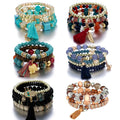 Newest Custom Boho Beaded Butterfly Women Bracelet Sets Fashion Layer Eye Charms Bracelet With Tassel