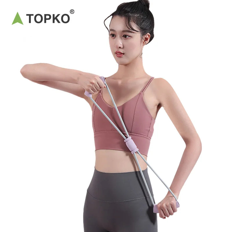 TOPKO Stocked Yoga Resistance Exercise Bands  Pull Rope 8 Shaped Resistance Band