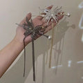 Diamond Inlaid Butterfly Pearl Tassel Hairpin Head Ornament Hair Claw Catch Clips Shark Clip