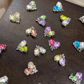 Internet Celebrity Dual Color Heart-shaped Nail Drill Super Sparkling 3D Zircon Peach Heart Alloy Popular Nail Art Jewelry
