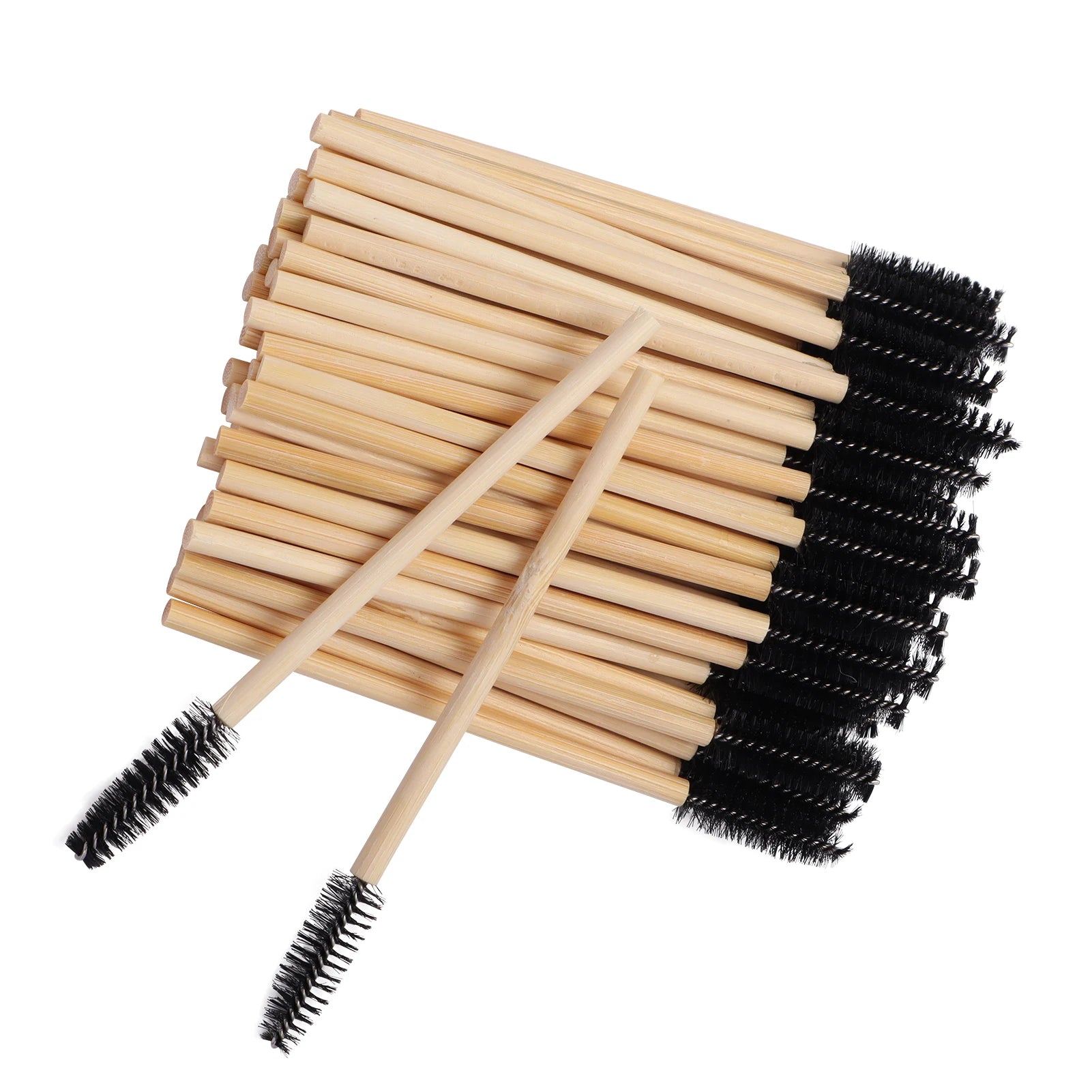 Custom Package Disposable Eco-Friendly Bamboo Handle Eyelash Brushes Mascara Wand Bamboo Lash Brush Applicator