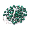 2025 Peacock Stone Bead 6mm Beads Zinc Alloy Crucifix Orthodox Cross Jesus Necklace Wholesale Religious Catholic Necklace