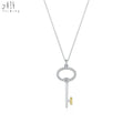Hot Selling New Trendy 18K White Gold & Yellow Gold Real Natural Yellow Diamond Key Pendant Necklace Exclusive Jewelry for Women