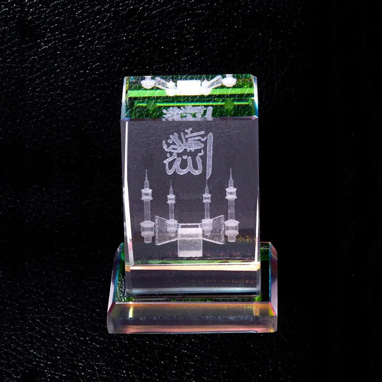 MH-LP024 3d Laser K9 Crystal Block Indian Taj Mahal Ashoka Lion Stigma Cube Paperweight
