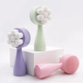 Personal Care Double-Sided Fan Brush with Handle Synthetic Hair Waterproof Manual Facial Cleansing Brush