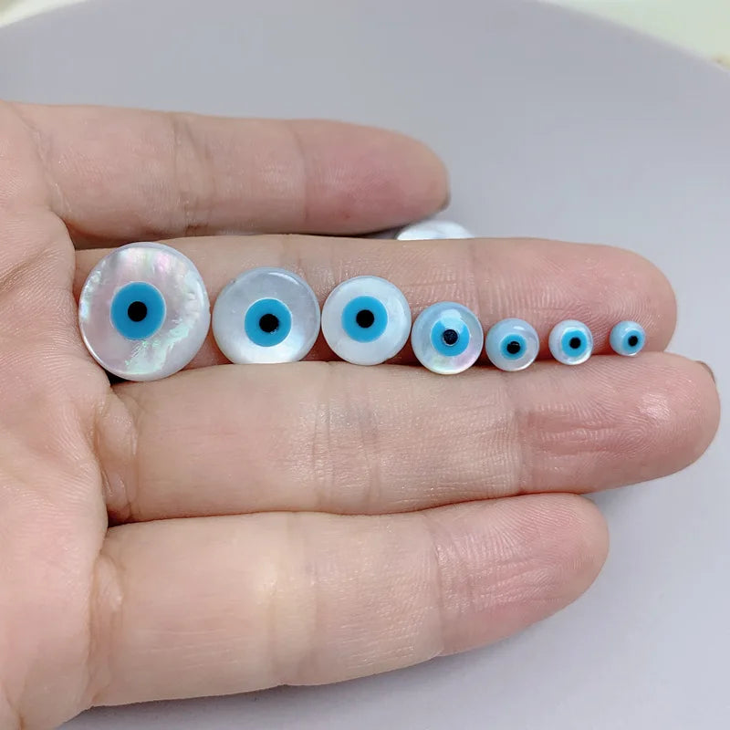 Hot Sale Loose Stone Round Mother of Pearl Shell Evil Eye Bead