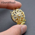 DIY Bracelet Making Delicate Style Nickel Free Color Remain Gold Plated CZ Pave Big Size Flower Box Clasps Buckles
