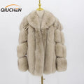QIUCHEN QC20113 Women Coats Winter Real fox Fur Coat Natural Fur Jacket Luxury Fur Clothes Fashion