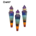WT-P1870 Wholesale Fashion Energy CONICAL SHAPE Stone Pendant Load Perfume Bottle for Necklace Seven Chakela Bullet Bottle