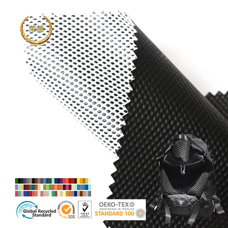 Customized Wholesale White Knitted Mesh +TPU Black Film Composite Fabric Is Used for Luggage Products Fabric