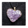HY Crystal Crafts From Europe Amethyst Cluster Heart Pendant Necklace Druzy Pendant Gold-plating Rough Gemstone Pendant