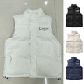 Custom Logo OEM Unisex Casual Windproof Breathable Padded Outdoor Sleeveless Jacket Glossy Zipper Button Winter Polyester Stand