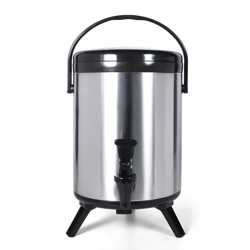 MOSEENER Commercial 6L8L10L Large Capacity Stainless Steel Water Jug Hot & Cold Thermo Milk Barrel Tea Bucket Milk Tea Barrel
