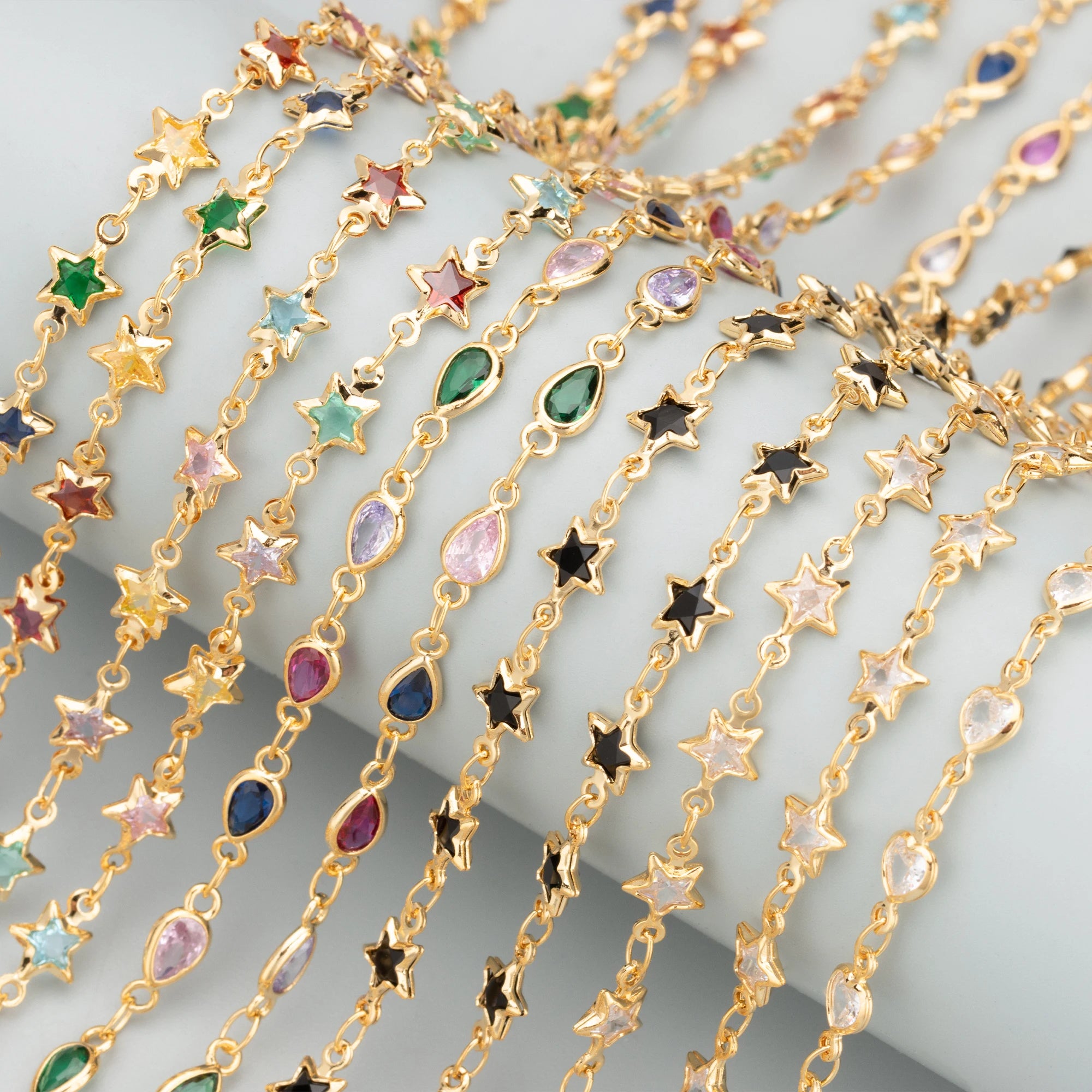 GUFEATHER C314 50cm/lot Nickel Free 18k Gold Plated Copper Zircon Chains Jewelry Accessories DIY Bracelet Necklace Making Bag