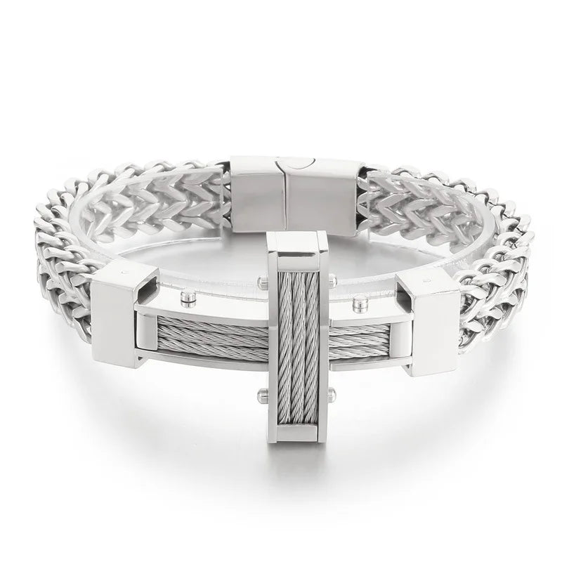 Jewelry Chain Bracelet Wholesale Personalized Bracelet Stainless Steel Cuban Cross Punk Fashion Stainless Steel Bracelet Bangle