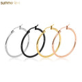 Fashion Women Silver Gold Plated 15mm 70mm Big Circle Stainless Steel Exaggerated Hoop Earrings Jewelry