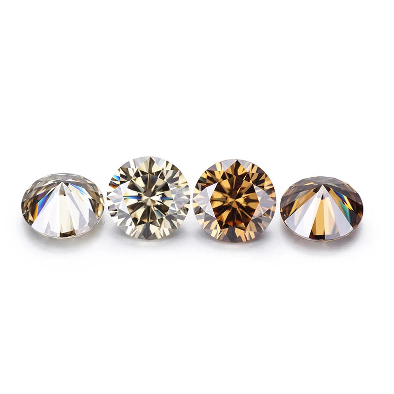 Starsgem 1ct 6.5mm Light Dark Moissanite Loose Gemstone Colors Stone champagne Brown Gold Round Moissanite Diamond