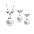 925 Sterling Silver Natural Freshwater Pearl Fish Tail Shape Luxury Jewelry Set