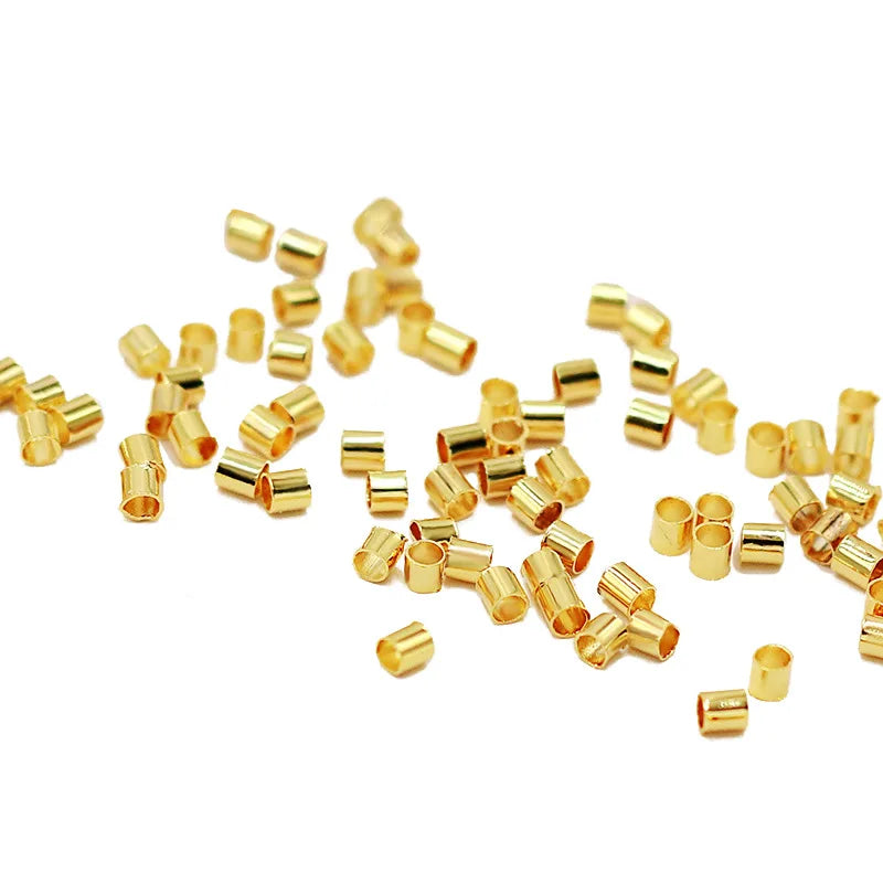 Gold Plated Tube Loose Bead Straight Spacer Beads 100pcs/bag  Hand String DIY Bracelet Accessories Morse Code Bracelet