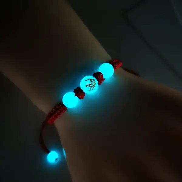 SongYi Luminous Beads 12 Chinese Zodiac Signs Charm Vintage Handmade Braided Red Rope Bracelets