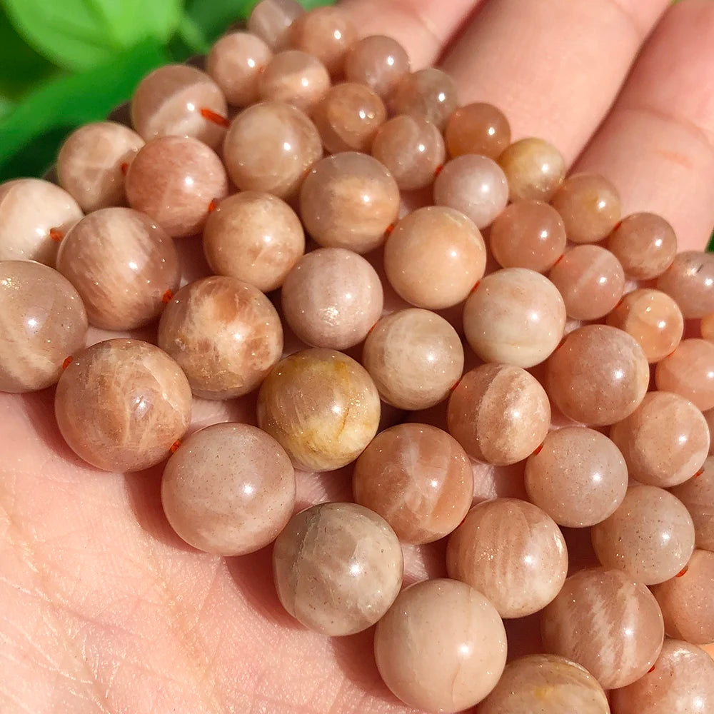 Natural Stone Beads 4mm-10mm Sunstone Round Loose Sun Stone Beads for Jewelry Making Diy Bracelet Necklace