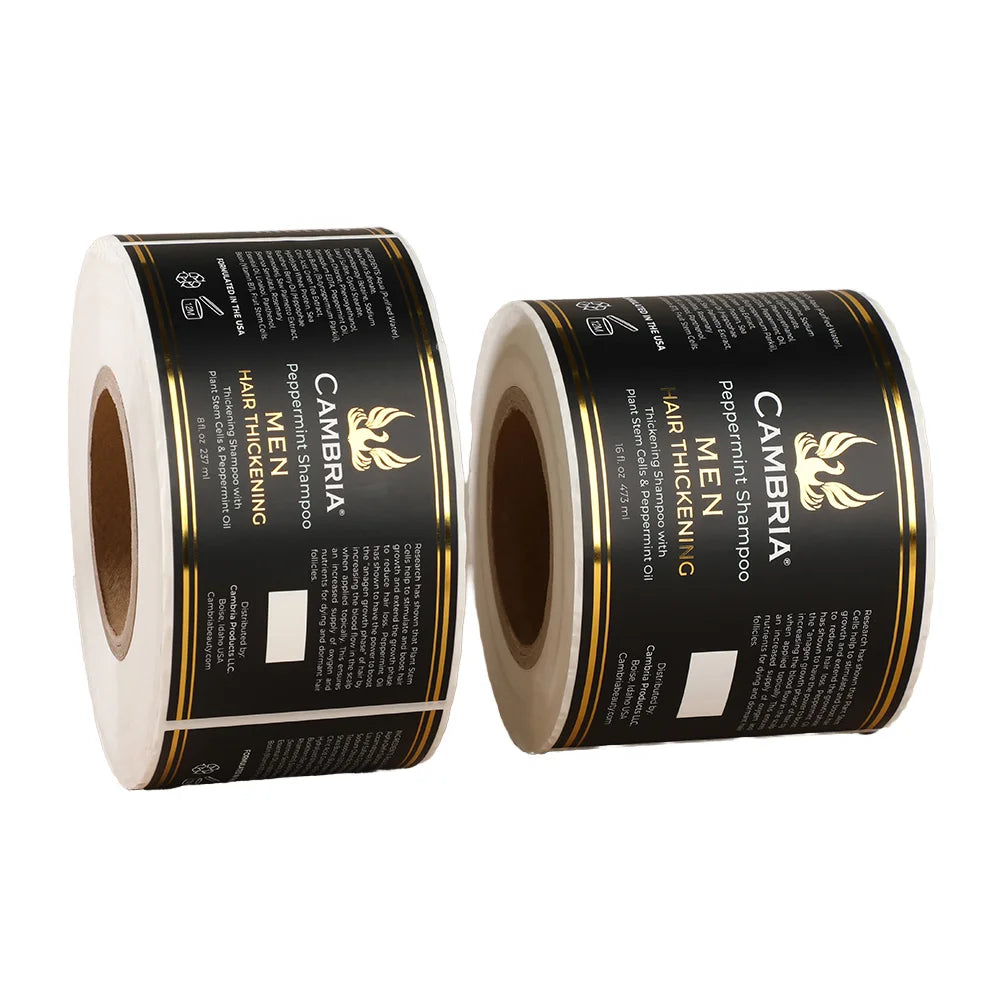 Custom Brand Logo Printing Gold Foil Roll Self-Adhesive Waterproof Packaging Labels Stickers