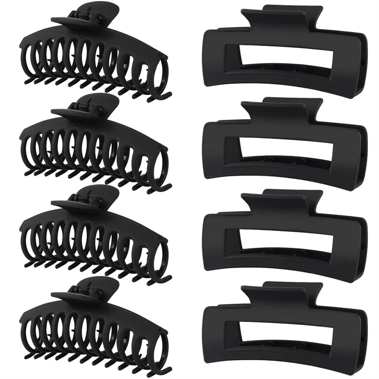 8pcs 4.3 Inch Matte Banana Hair Jaw Clips Strong Hold Plastic Claw Clips for Thin-Thick Curly Hair Big Hair-4.3 Inch Large Hair