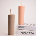 16oz Slim Tumbler Matte Acrylic Skinny Tumblers Pastel Colored Double Wall Plastic Reusable Cup DIY Gifts