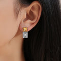 Custom INS Trendy Elegant Simple Design Female Earring Blue Yellow Shiny Color Glass Stud Earrings for Women