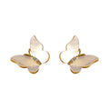 Shescity Best Selling Trendy White Shell Butterfly Designer Stud Earrings 16K Gold Plated Zircon Earrings Women Jewelry for Gift