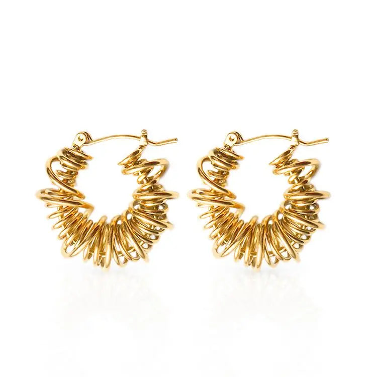 Chris April Brass PVD Plated Spring Twisting Hoops Earring for Women