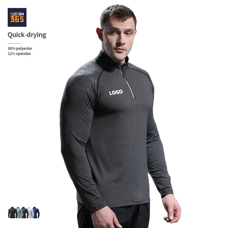 Long Sleeves Half Zip Elastic breathable sport Tracksuits Sportswear Training Quick-drying 88% Polyester 12% Spandex Gym Wear