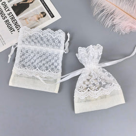 10x14cm Drawstring Bag Lace Packaging Jewelry Transparent Small Gift Bags Luxury Pouch Lace Mesh Soap Packaging Bag