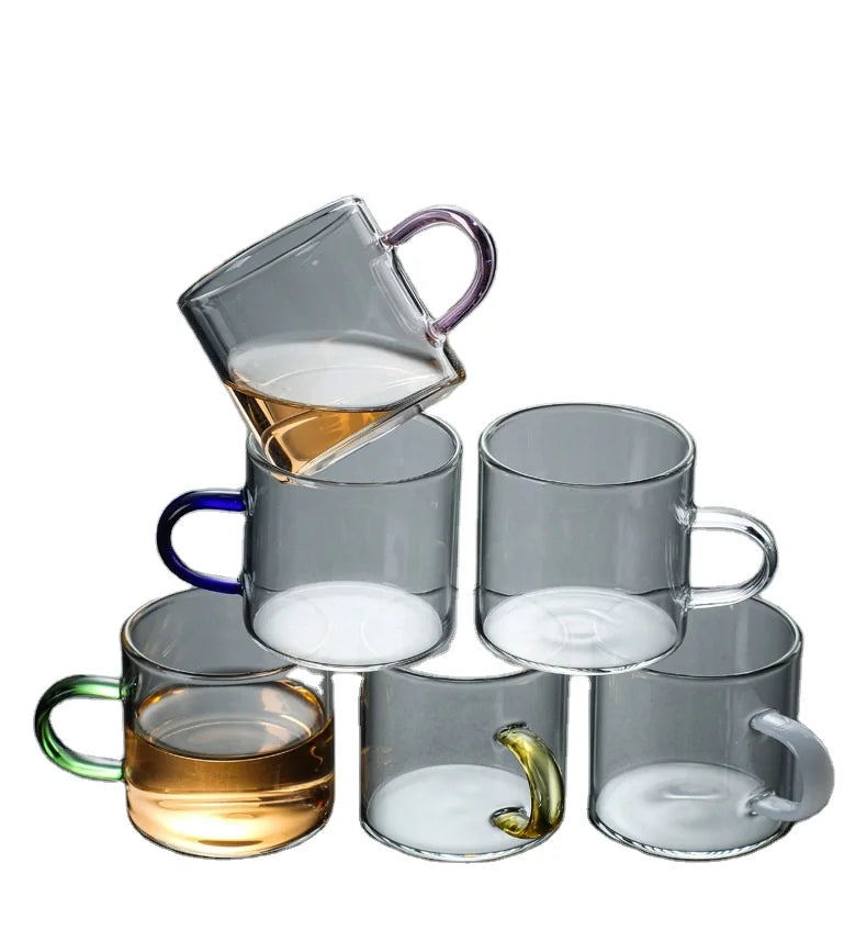 Heat Proof High Borosilicate Glass Tea Cup With Handle 80ml