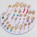 Fashion Geometry Colorful Shell Crystal Earrings Natural Stone Pearl Women Earrings Wholesale Jewelry