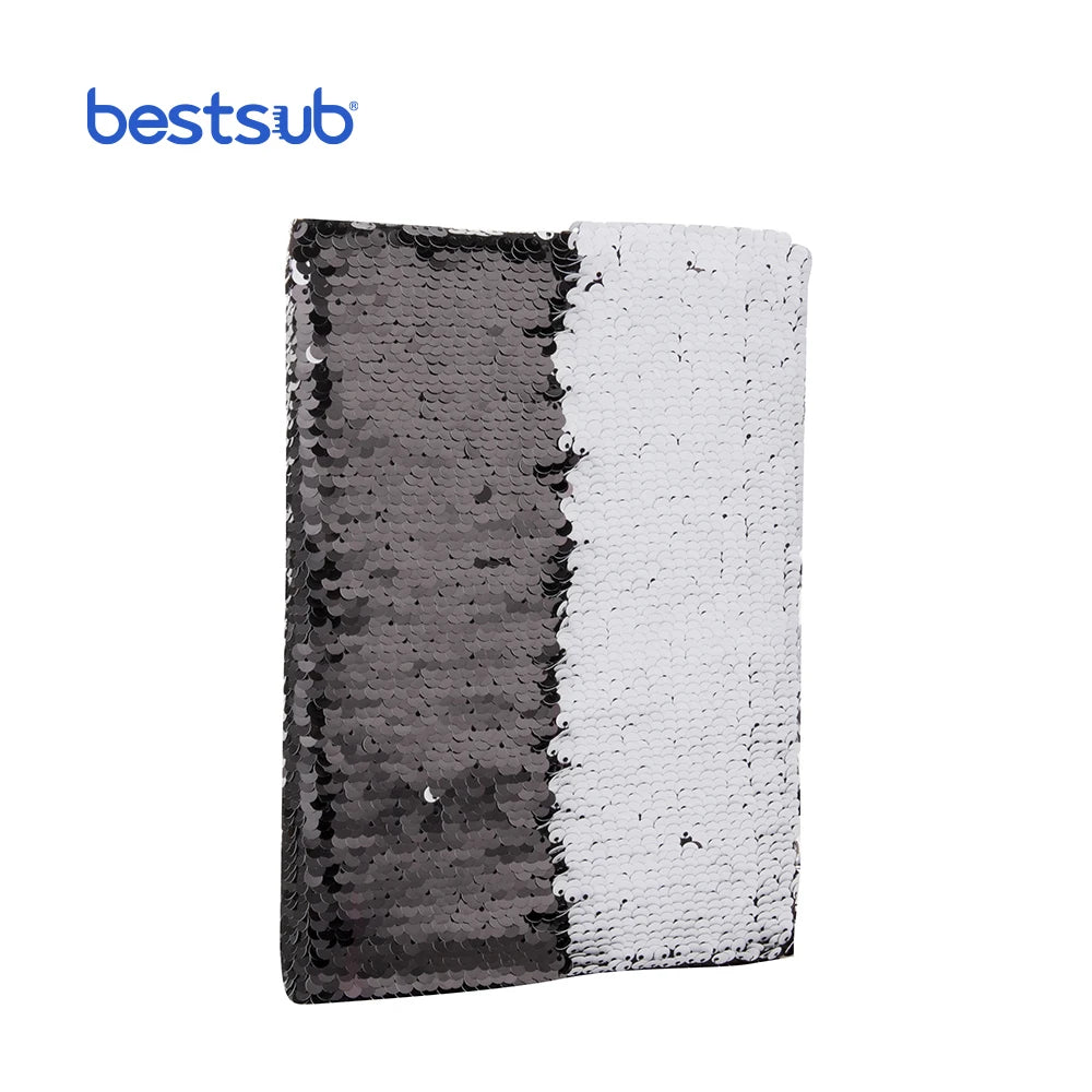 BestSub Wholesale Luxury Custom White Black Sublimation Blank A5 Sequin Journal Spiral Notebook Paper Fashion Trend for