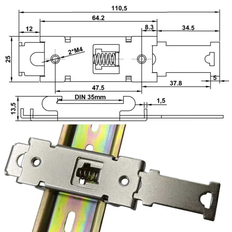 Installation Guide Rail Bracket with Snap Hook Din Rail Clamps for Switch Power Supply Snaps