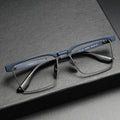 Frame with Permanent One Eyebrow Wire MyopiaSuit Thugs Glasses.Pure Titanium Square Eyeglass