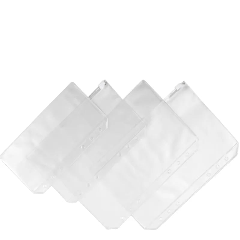 A6 Clear PVC Document File Bag With Zipper Plastic Card File Folder Bag Loose Leaf Zipper Pouch Envelope for Rings Binder