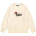 Customized Logo 2026 Casual Dog Pattern Sweater Soft Baggy Knit Pullover with Long Sleeves and Crewneck Trendy Winter Tops