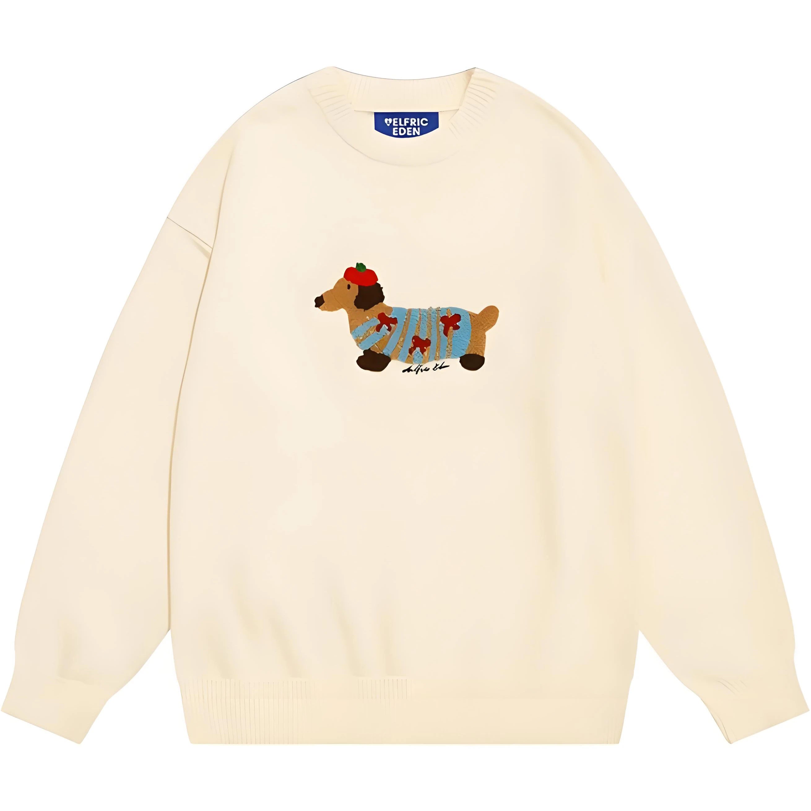 Customized Logo 2026 Casual Dog Pattern Sweater Soft Baggy Knit Pullover with Long Sleeves and Crewneck Trendy Winter Tops