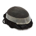 LF Australia Model Virgin Indian Hair Toupee Lace Base and Thin PU Around Men's Wig with Natural Wave Style Men United