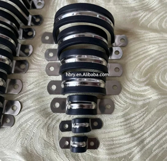 Galvanized Carbon Steel 304Stainless Steel Rubber Lined P Clamp Metric Rubber Insulated Pipe Clamp Anti-Slip Hose Clamp 6mm-50mm