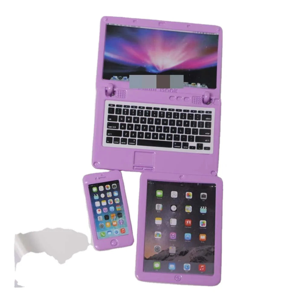 Doll House Miniature Accessories Mini Alloy Mobile Phone Notebook Tablet Computer Set Model for Doll House Decoration