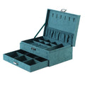 Popular Jewelry Shop 2 Layer Green Suede Lady Jewelry Set Storage Box Organizer Exhibition