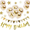 Kids Women Gold Birthday Party Decorations Star Banner Decorations Happy Birthday Gold Confetti Balloons Set