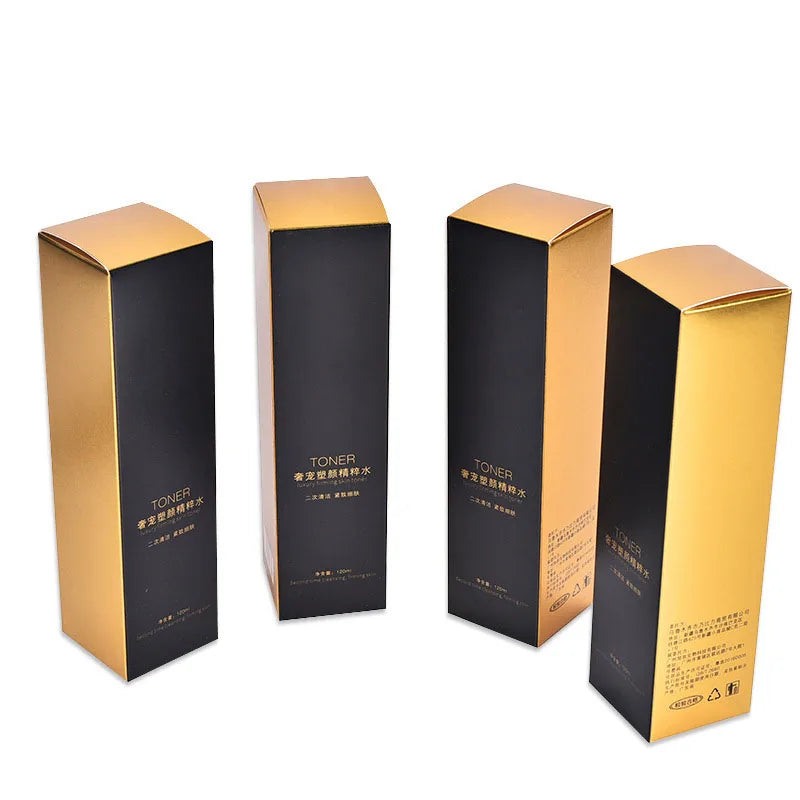 Custom Design Printing Uv Gold Foil Stamping Coated Paper Box Luxury Face Cream Serum Lotion Skin Care Bottle Packaging