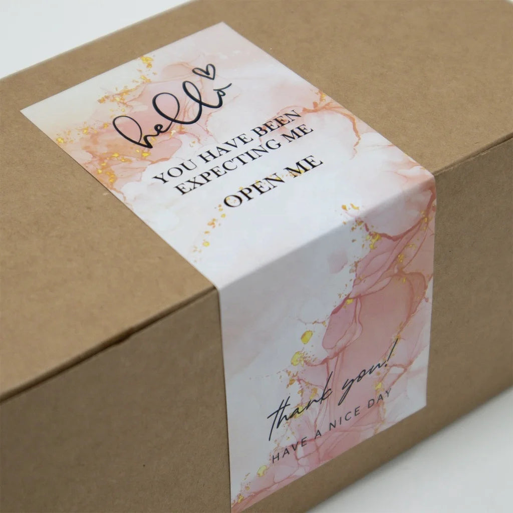 Customized Logo Rectangle Stickers Packaging Label Glossy Self-Adhesive Waterproof Holographic Vinyl Gift Box Seal