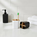 Sustainable Bamboo Fiber Desktop Pen Pencil Holder Toothbrush Cup Stand with Removable Bamboo Insert for Bathroom Office